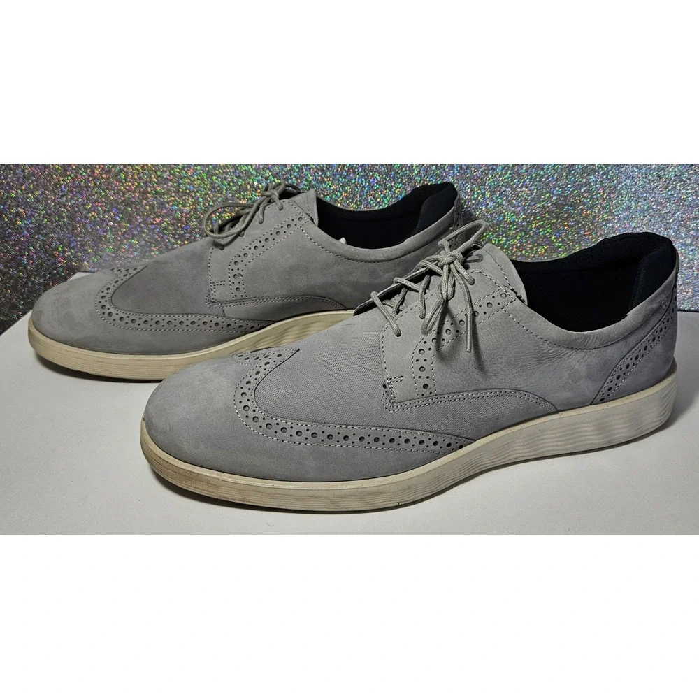 ECCO S Lite Hybrid Wingtip Brogue Oxford Shoes Men Size 12 EU 46 Grey Suede‎